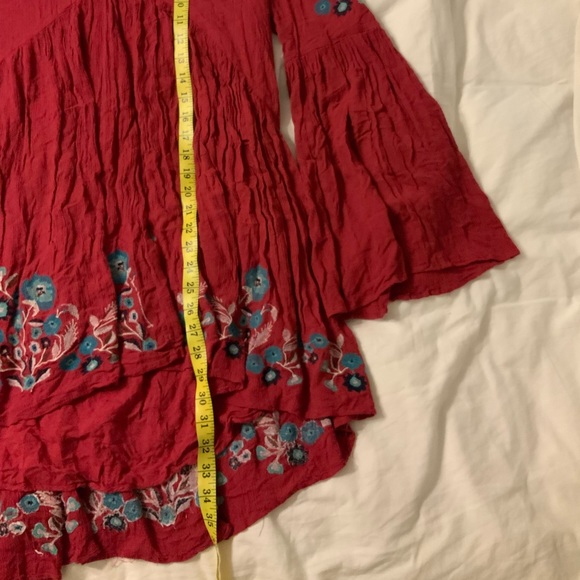 Free People S Red Te Amo Boho Floral Embroidered Flowy Dress - Picture 15 of 16